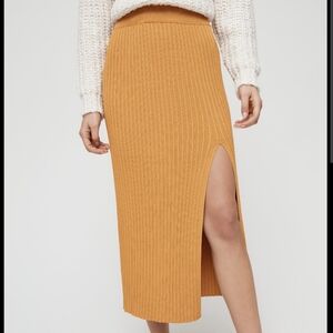 Wilfred Zeta Ribbed Midi Skirt Mustard size Small